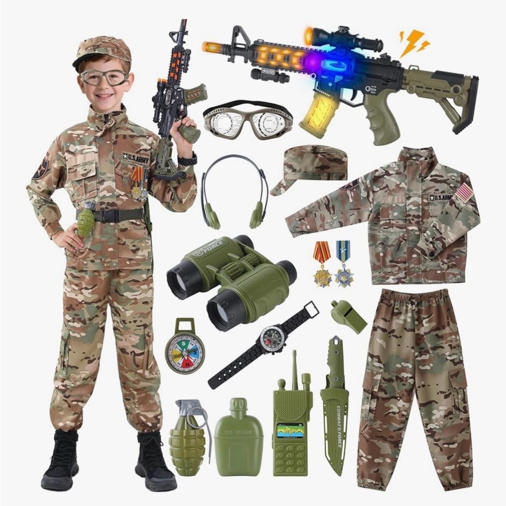 Kids Army Costume for Boys,Solider Boy Dress up, Halloween Costume for Boys 9-11